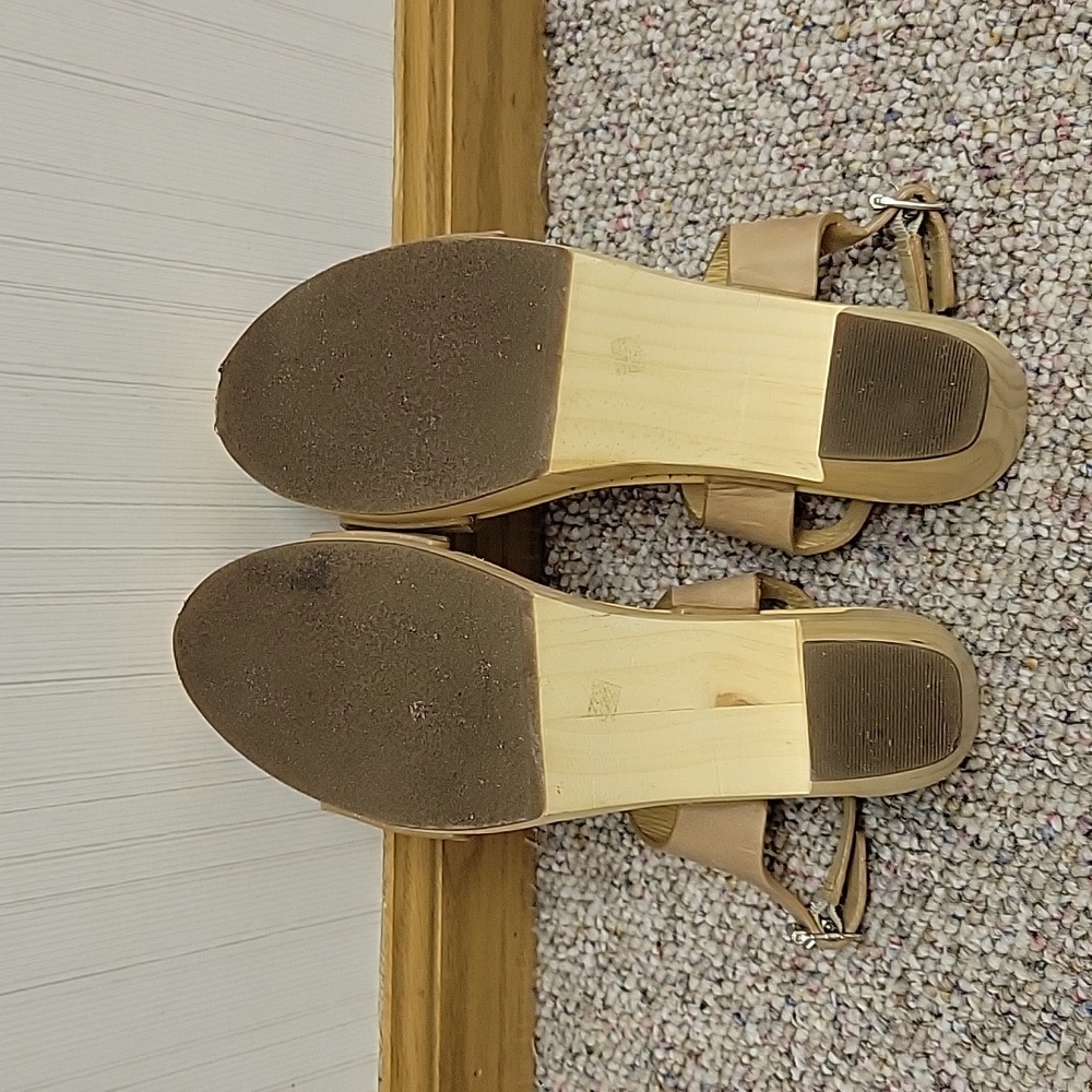 Nisolo All Day Clog Tan Platform Sandals 7.5 Leather Spring Break Coastal - Picture 5 of 6